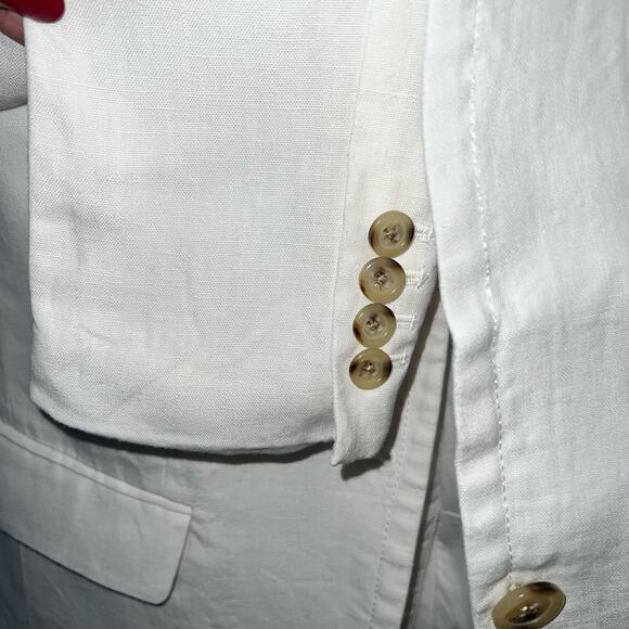 J.Crew White 100% Linen Blazer Jacket – Size 6 – Resort Chic Coastal Classic - Picture 10 of 17